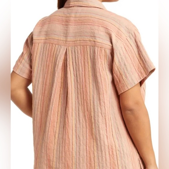 NEW MADEWELL - stripe stretch oversized button down - Picture 4 of 6